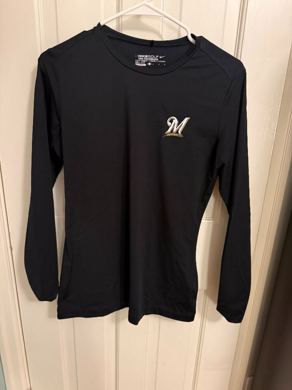 Nike Golf Milwaukee Brewers Women’s Long Sleeve Top – Black – Large